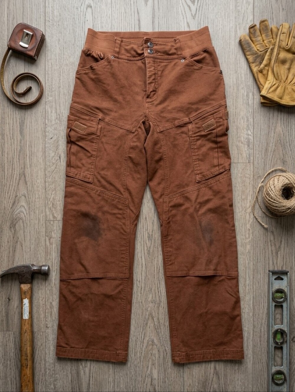 Duluth Trading Co Fire Hose Work Pants Brown Womens Size 4 Short Double Knee Car